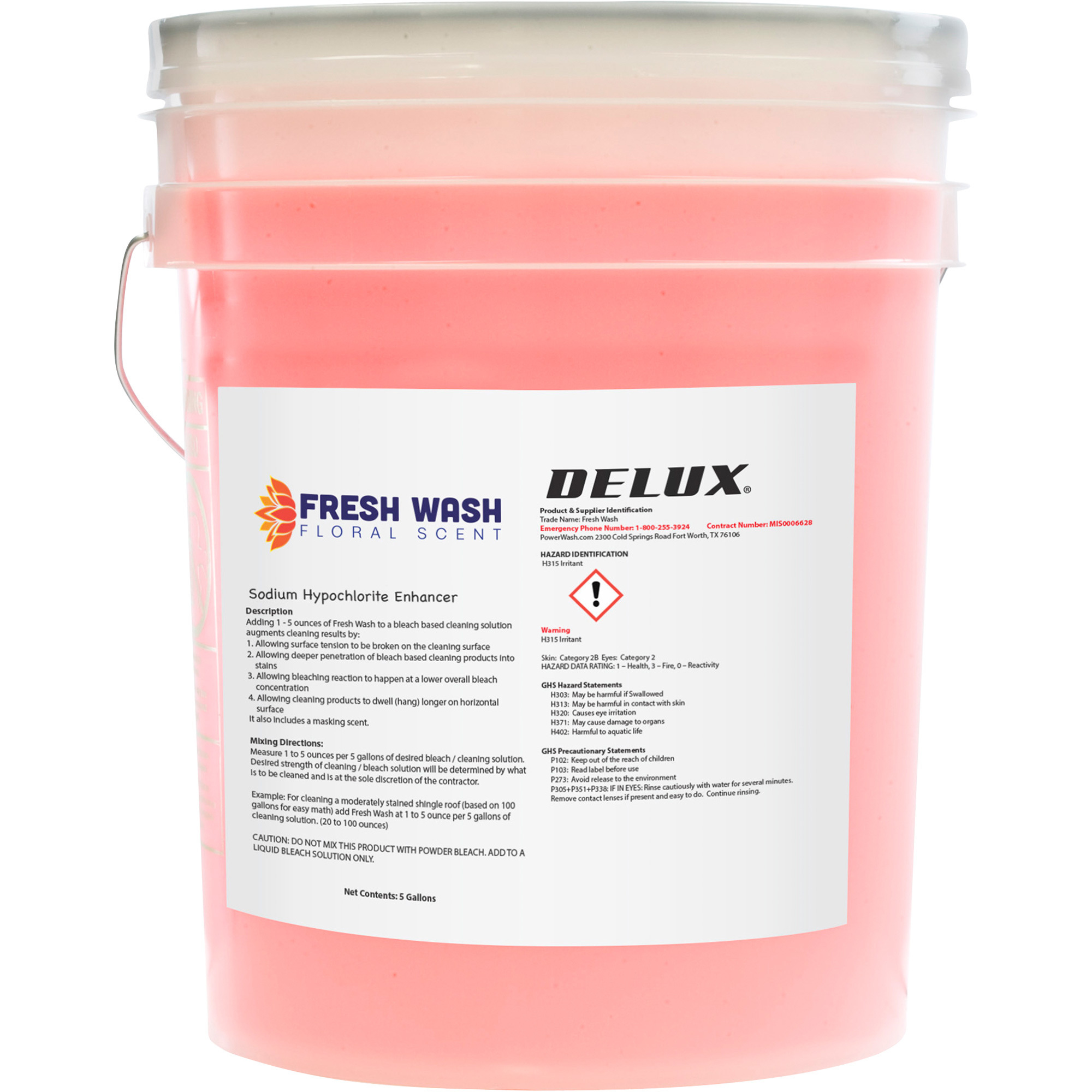 Delux Fresh Wash Additive, 5 Gallons, Floral Scent, Model# FW-5